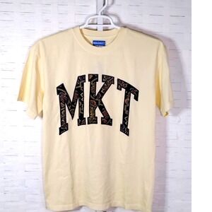 Market Rug Dealer T-Shirt Mens Short Sleeve Medium Beige Embroidered